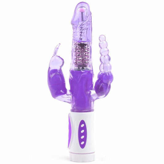Thrusting Triple Stimulating Rabbit Vibrator with Beaded Anal Plug & Rabbit Clitoral Stimulator