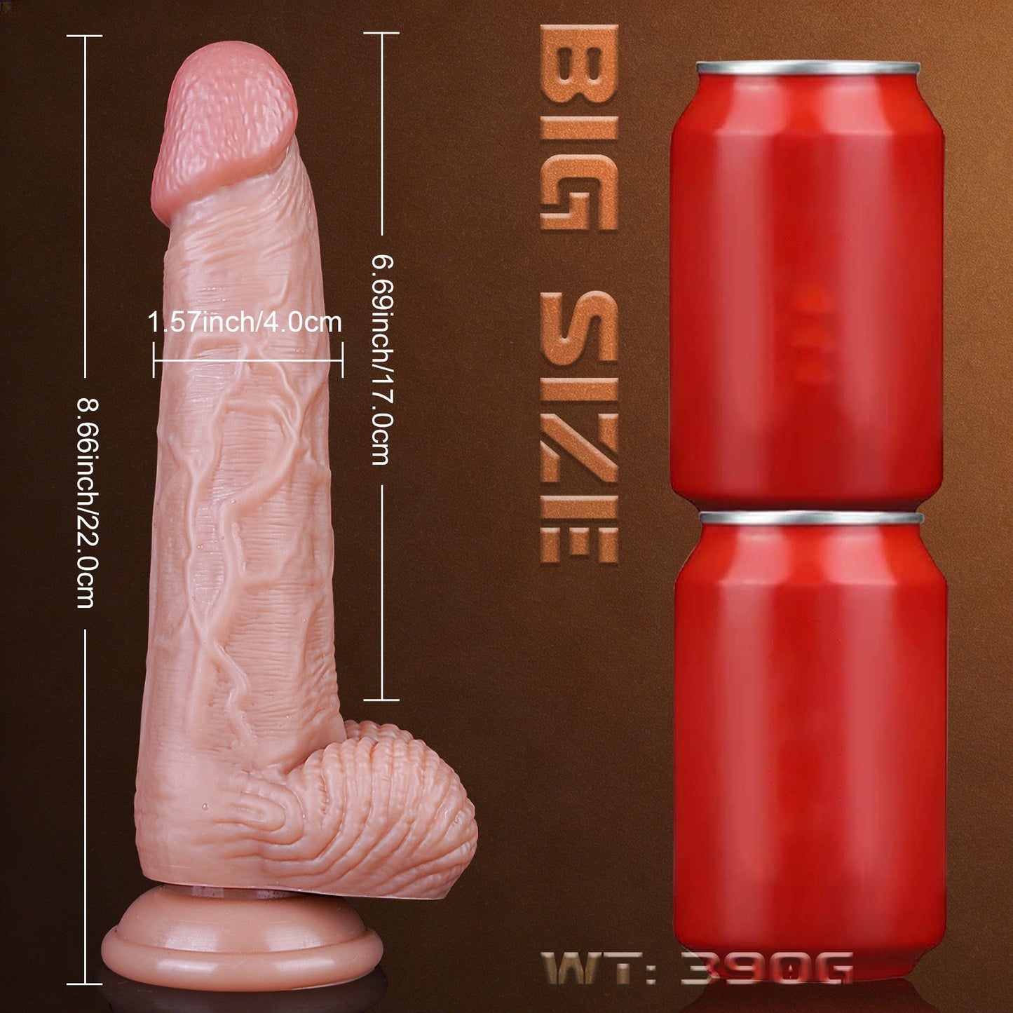 Realistic Suction Cup Dildo with Balls 9 inch (7 inch insertable)