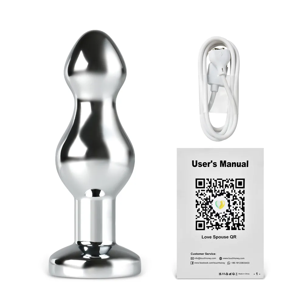 Remote Control Rechargeable Double Beaded Metal Butt Plug 3 inch