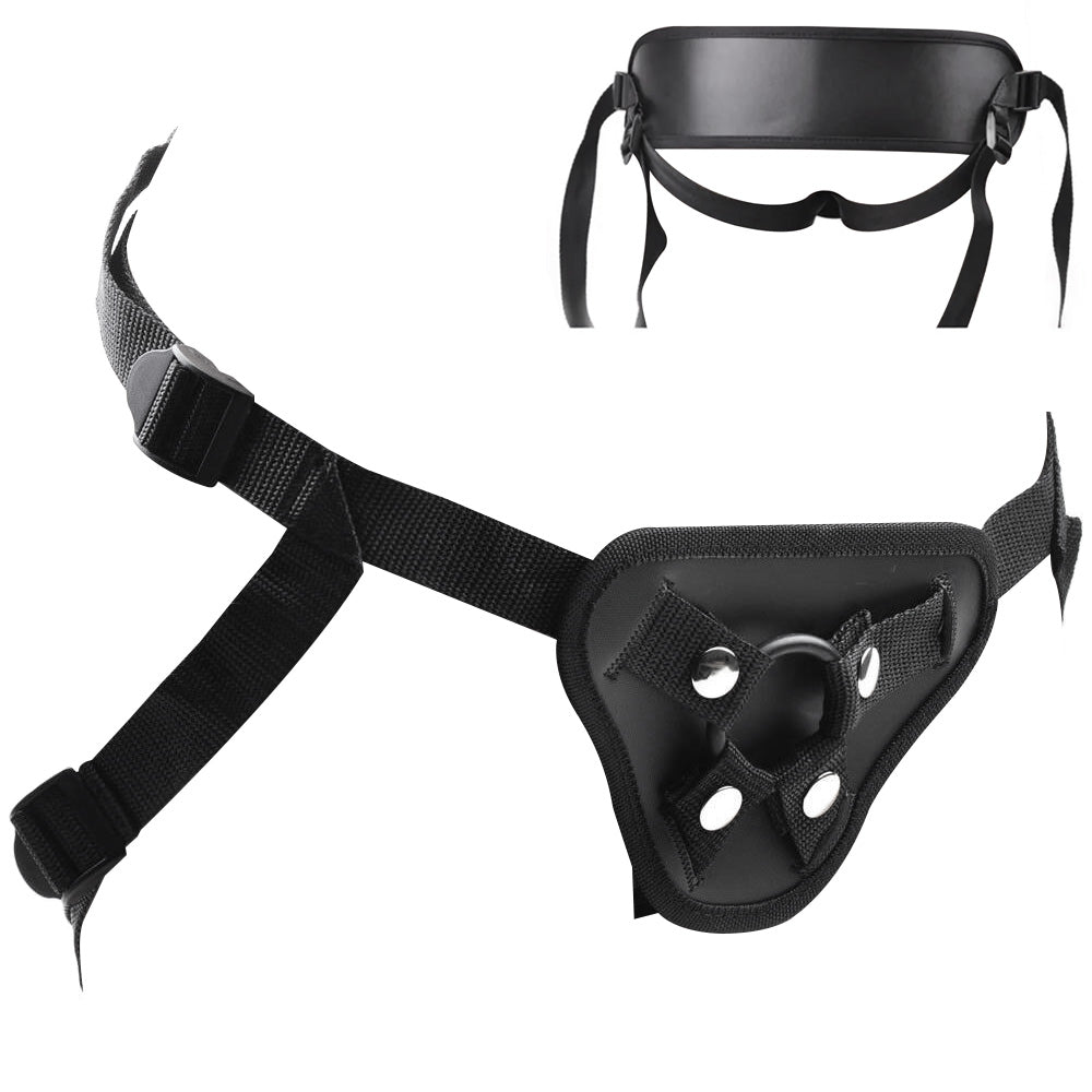 Strap-On Harness with Lower Back Support & Vibrator Pocket (2 O-Rings Included)