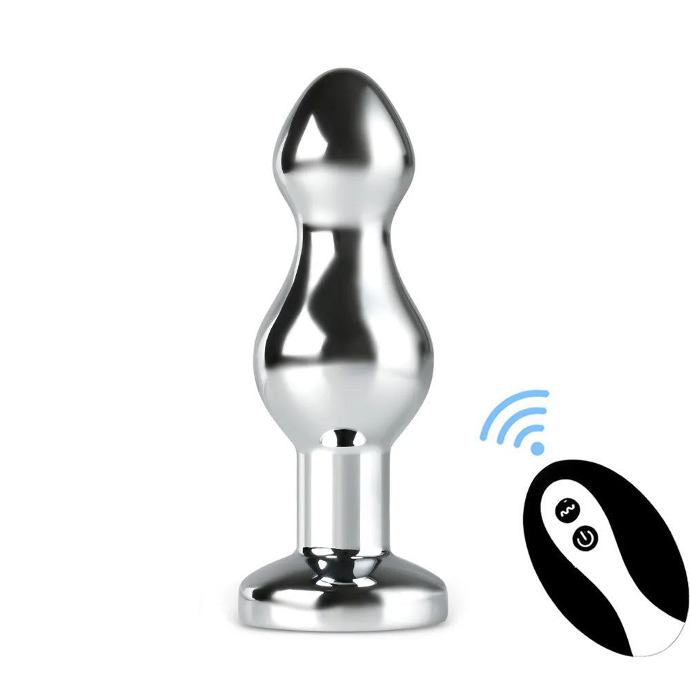 Remote Control Rechargeable Double Beaded Metal Butt Plug 3 inch