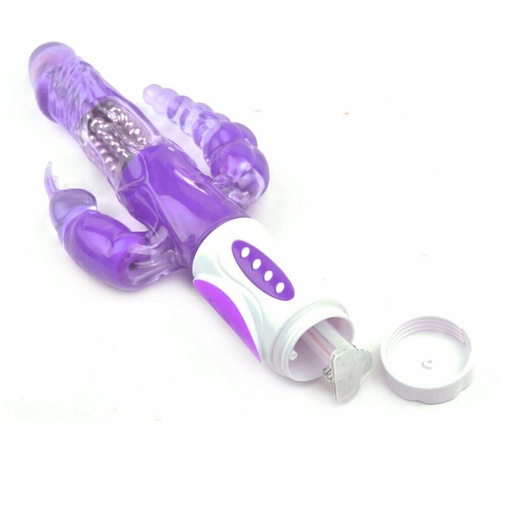 Thrusting Triple Stimulating Rabbit Vibrator with Beaded Anal Plug & Rabbit Clitoral Stimulator