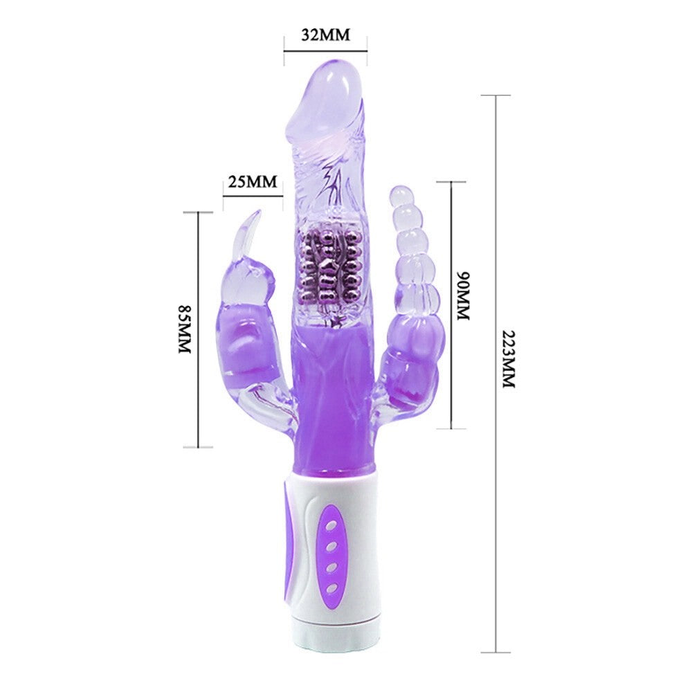 Thrusting Triple Stimulating Rabbit Vibrator with Beaded Anal Plug & Rabbit Clitoral Stimulator