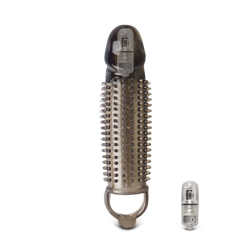 Extra 1.25 inch Sting Vibrating Head Penis Extender with Ball Loop, 6.9 inch