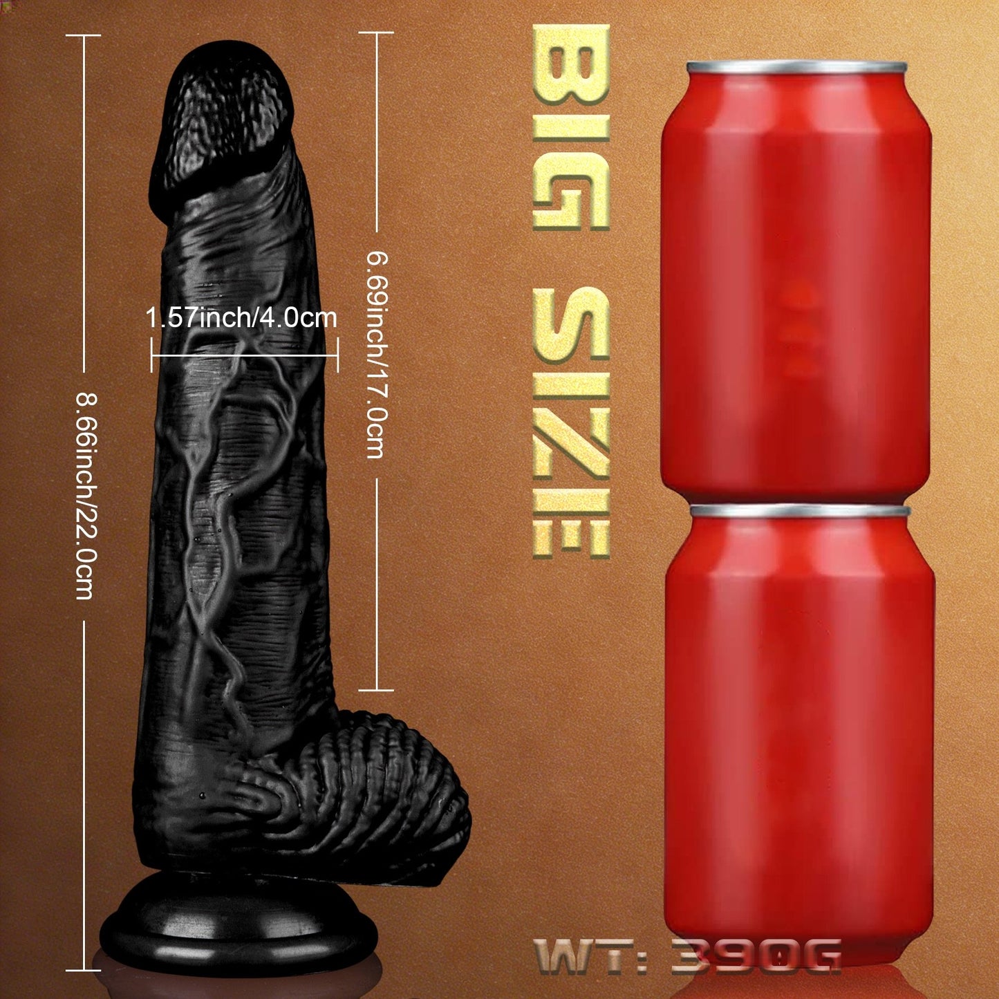 Realistic Suction Cup Dildo with Balls 9 inch (7 inch insertable)