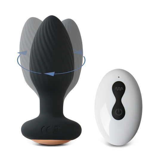 Remote Control Rechargeable Silicone Vibrating & Rotating Butt Plug 7 Function