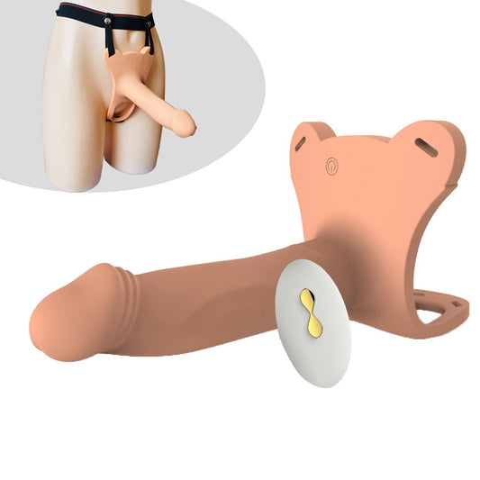 Vibrating Hollow Strap On Dildo with Ball Strap 6 inch