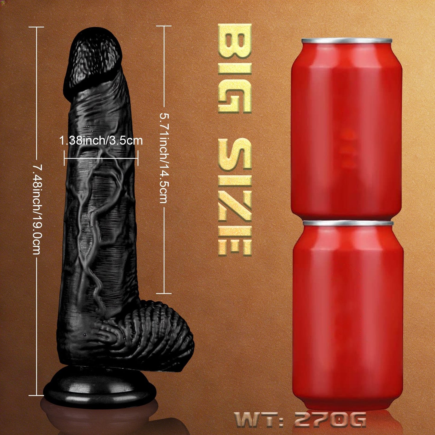 Realistic Suction Cup Dildo with Balls 7.5 inch (6 inch insertable)
