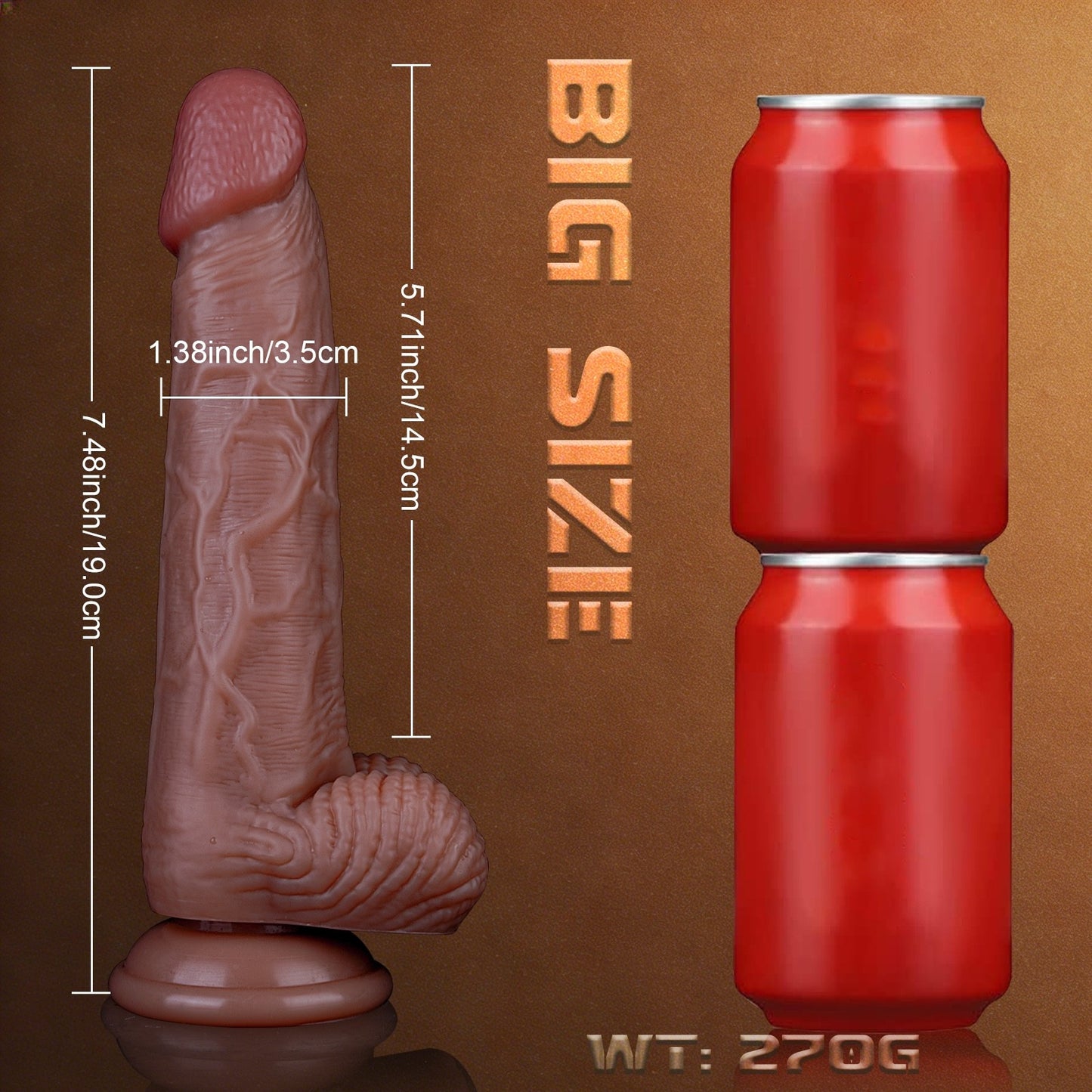 Realistic Suction Cup Dildo with Balls 7.5 inch (6 inch insertable)
