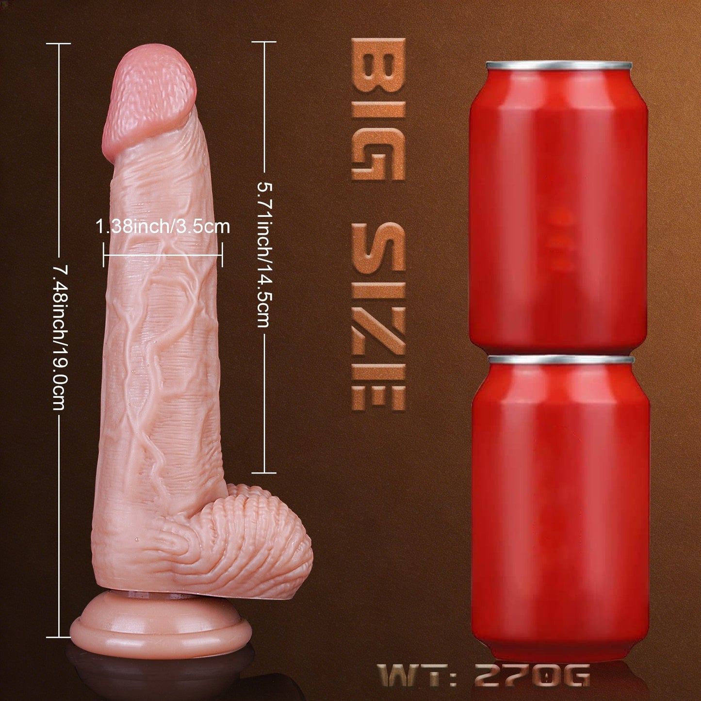 Realistic Suction Cup Dildo with Balls 7.5 inch (6 inch insertable)