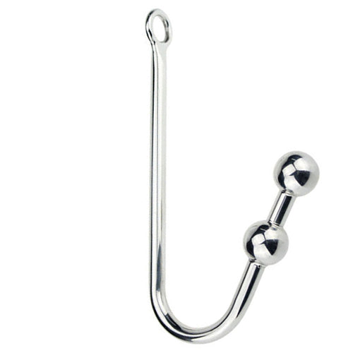 Two Ball End Stainless Steel Hook Anal Plug