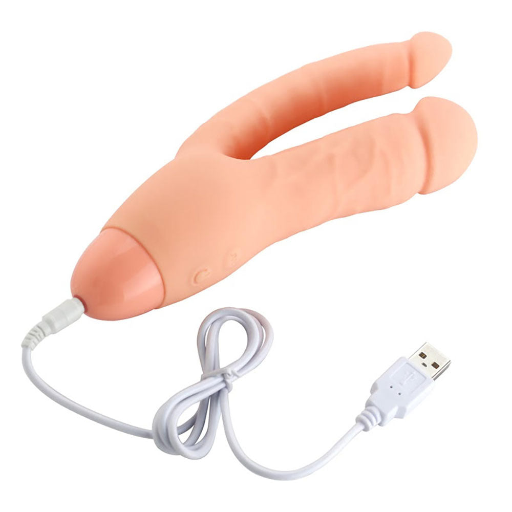 Rechargeable Double Penetration Dildo Vibrator, 10 Function