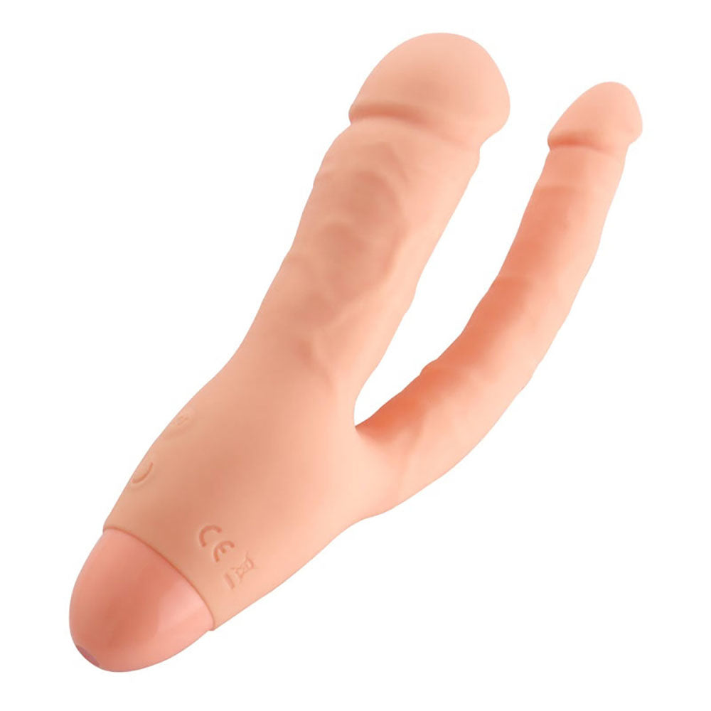 Rechargeable Double Penetration Dildo Vibrator, 10 Function