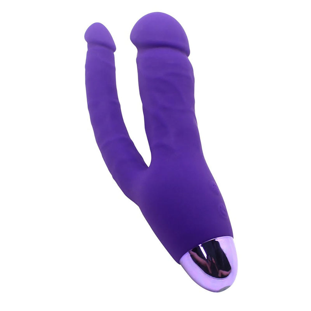 Rechargeable Double Penetration Dildo Vibrator, 10 Function