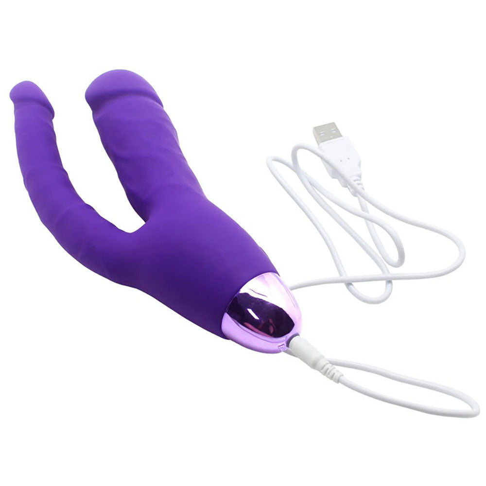 Rechargeable Double Penetration Dildo Vibrator, 10 Function