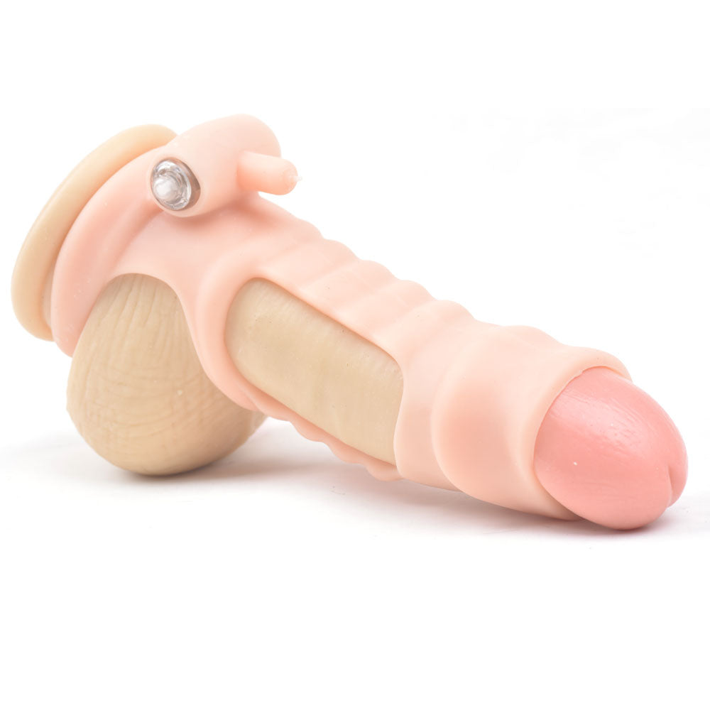 Open Tip Rabbit Vibrating Penis Sleeve