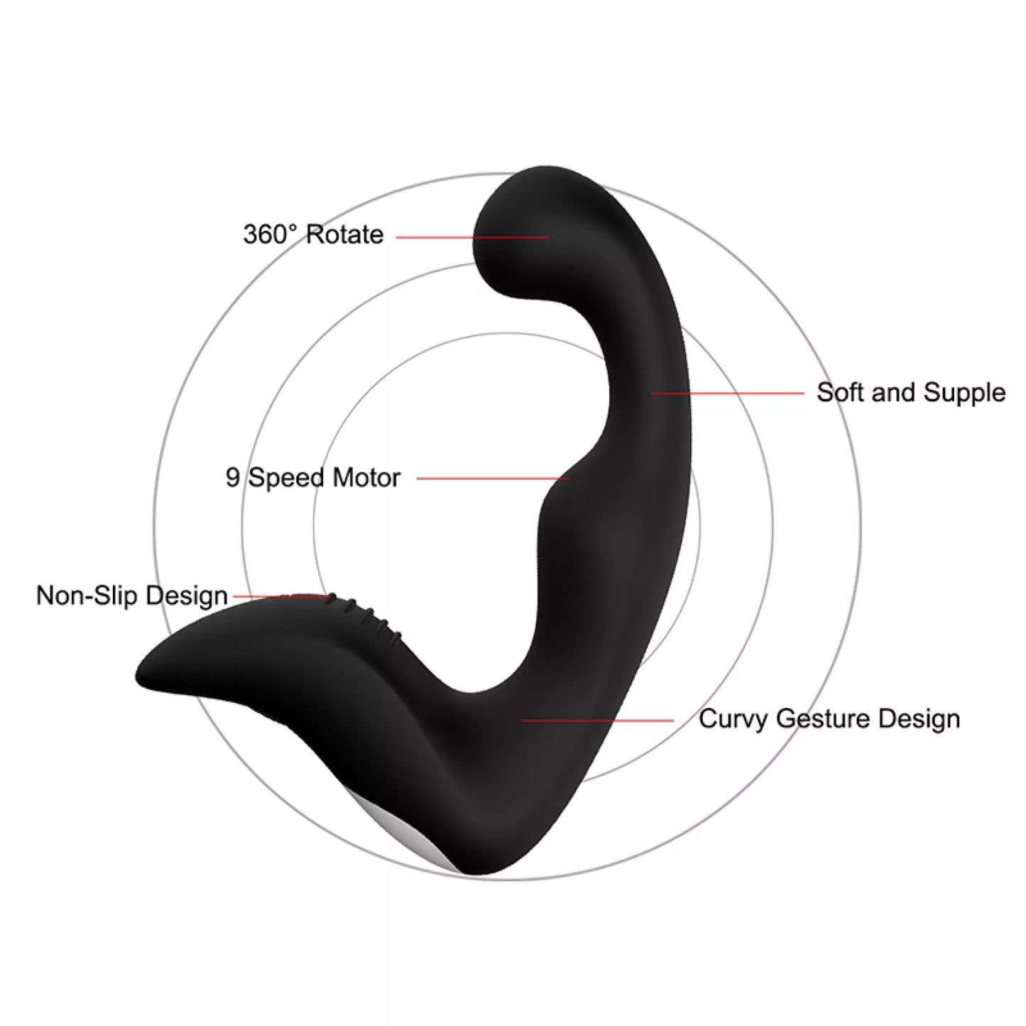 360 Rotation Remote Control Prostate Massager, 9 Function