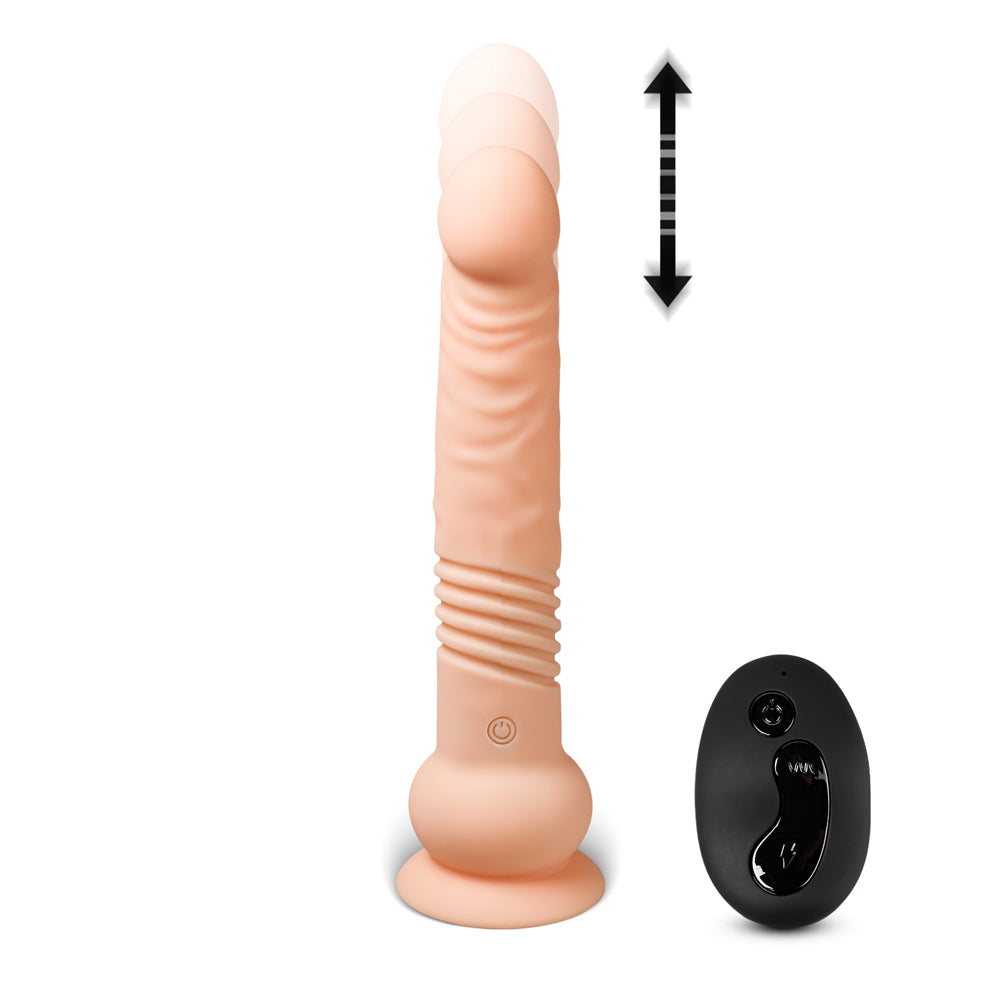 9.25" Silicone Rechargeable Vibrating Rotation & Thrusting Dildo with Remote, 10 Function