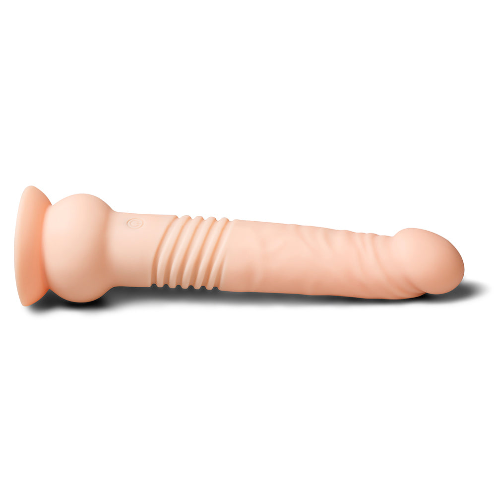 9.25" Silicone Rechargeable Vibrating Rotation & Thrusting Dildo with Remote, 10 Function