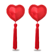 Load image into Gallery viewer, Lovetoy Reusable Red Heart Tassels Nipple Pasties