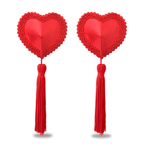 Lovetoy Reusable Red Heart Tassels Nipple Pasties