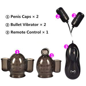 2 Bullet Rechargeable Penis Head Vibrator with Remote, 12 Function