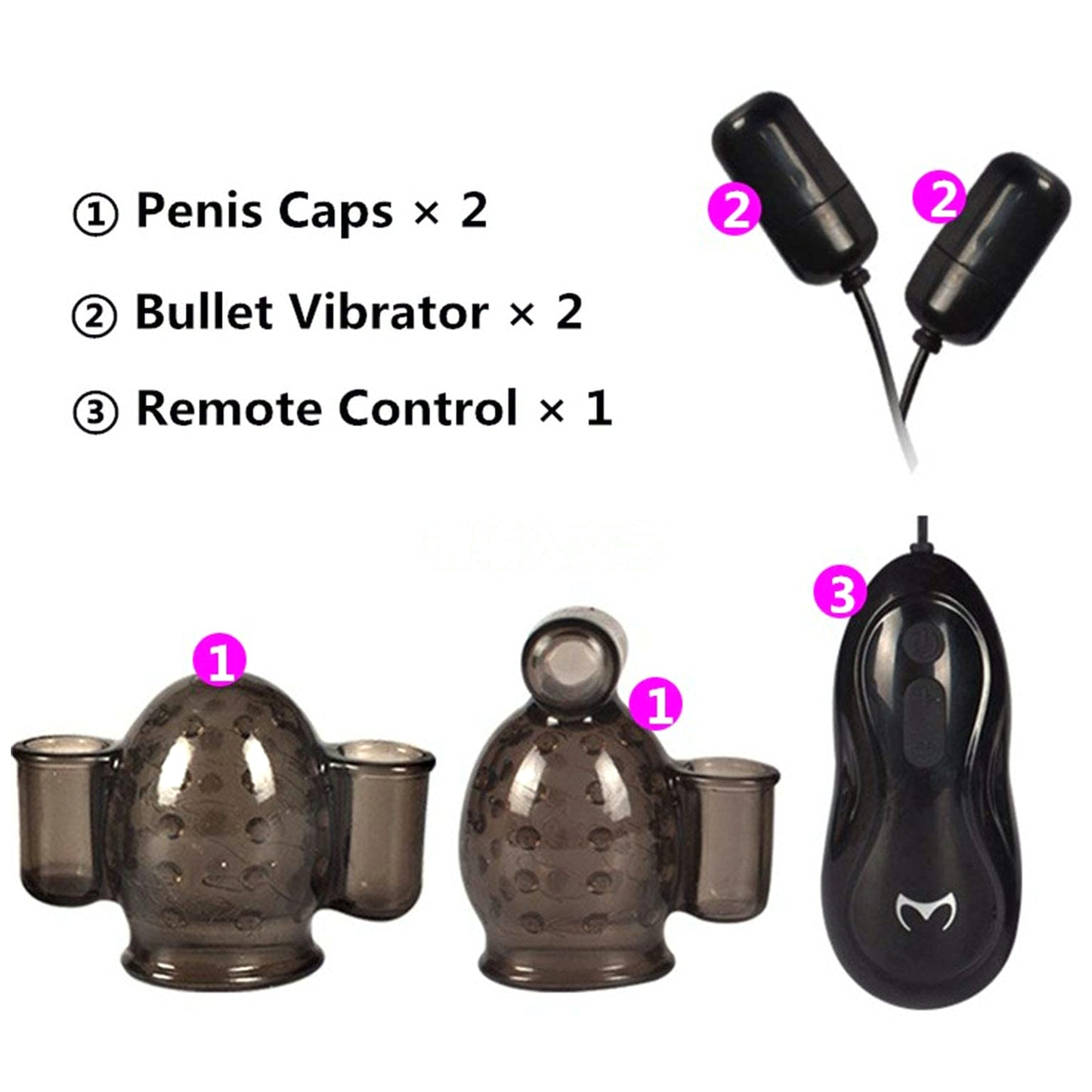 2 Bullet Penis Head Vibrator with Remote, 12 Function