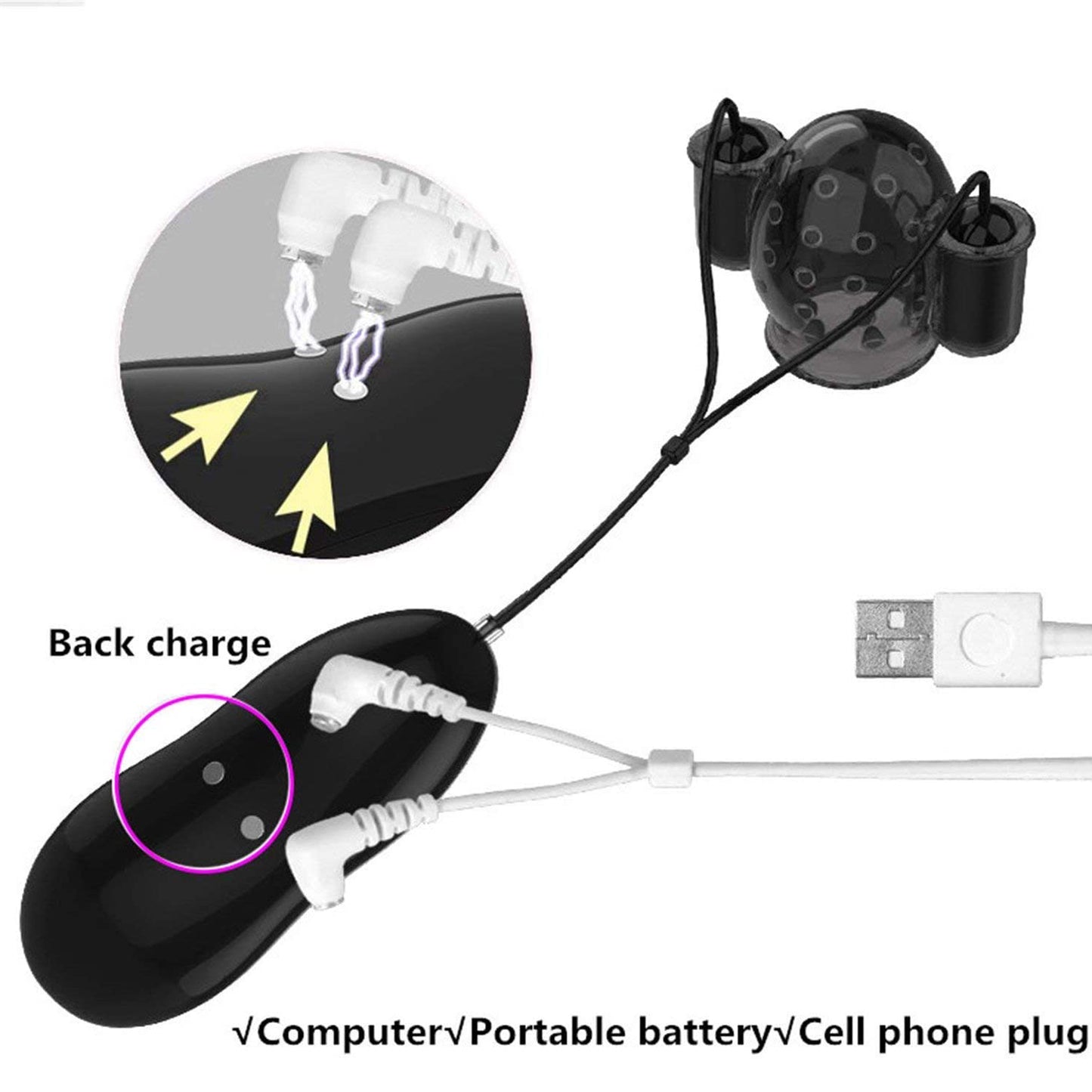 2 Bullet Rechargeable Penis Head Vibrator with Remote, 12 Function