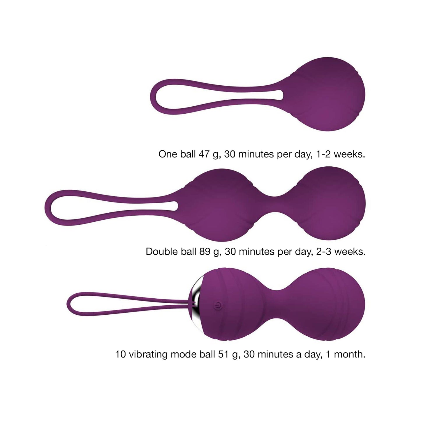 Vibrating Kegel Ball Kit with Remote, 3 pc, 10 function