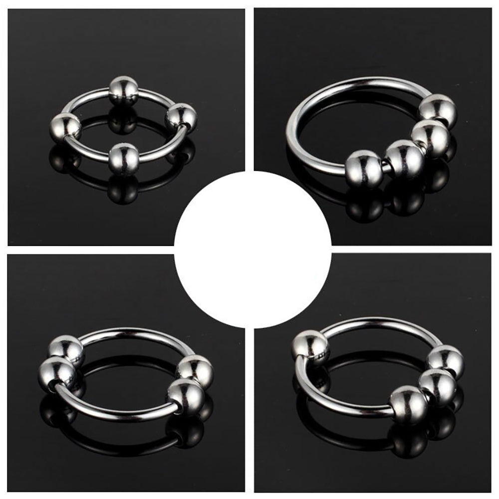 Stainless Steel 4 Ball Penis Ring (Multiple Sizes)