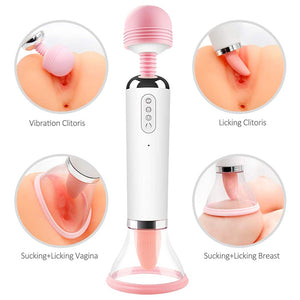 4 in 1 Rechargeable Tongue & Wand Vibrator