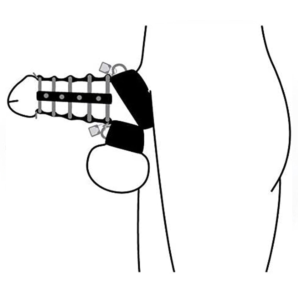 5 Ring Chastity Device with Cock & Ball Strap