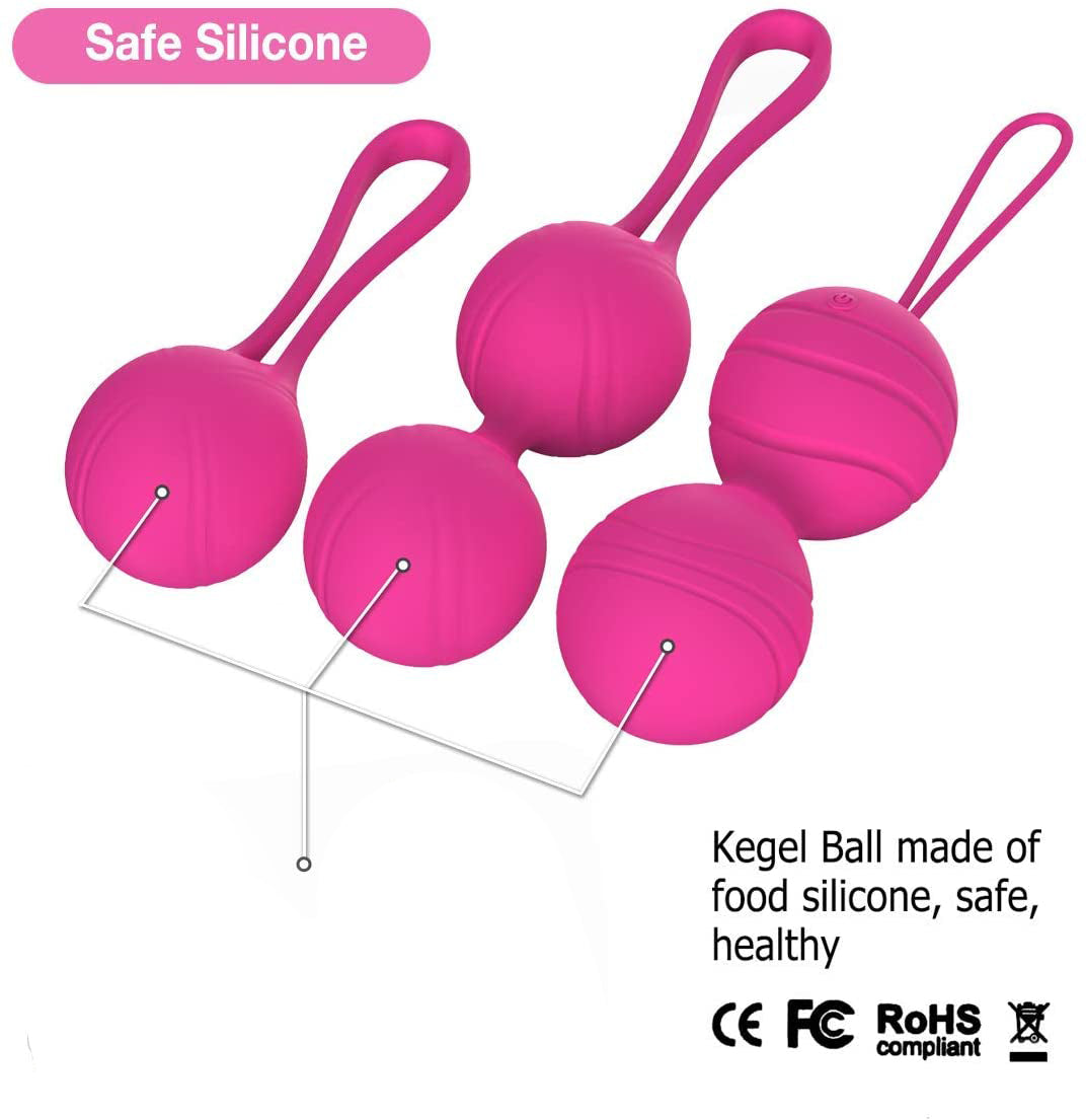 Vibrating Kegel Ball Kit with Remote, 3 pc, 10 function