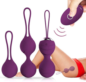 Vibrating Kegel Ball Kit with Remote, 3 pc, 10 function