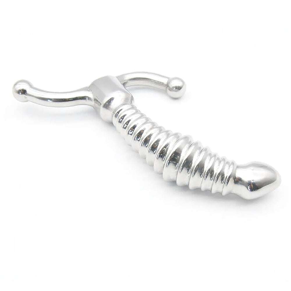 Threaded Metal Dildo with Ball End S Handle