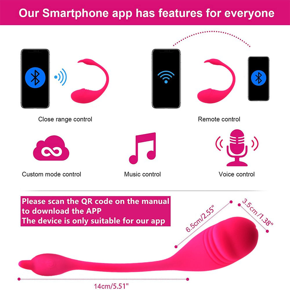 Bluetooth Wireless APP Control Vibrator, Strong & Quiet Long Distance Stimulator (Andriod & iphone iOS)