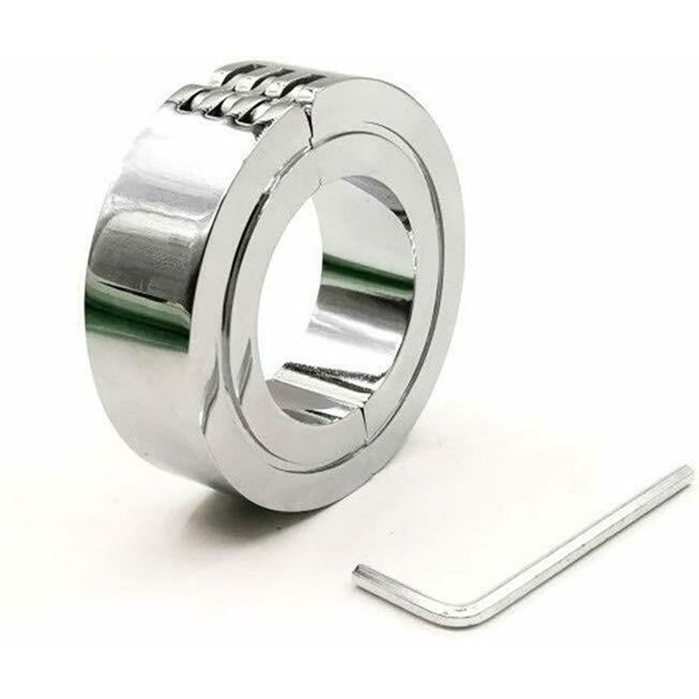 Stainless Steel Locking Hinged Balls / Penis Ring