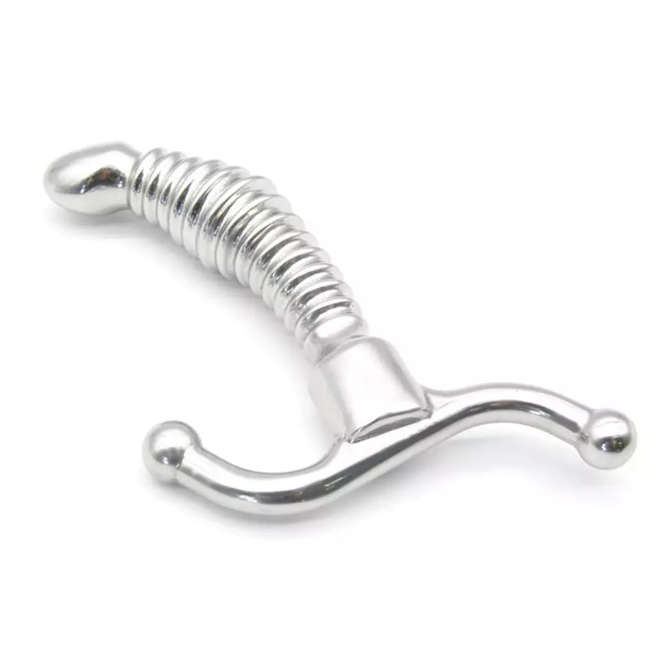 Threaded Metal Dildo with Ball End S Handle