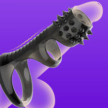 Load image into Gallery viewer, Transparent Open Tip Penis Sleeve with Nubs and Pleasure Grooves, Foreskin to Ball Rings, 4 inch