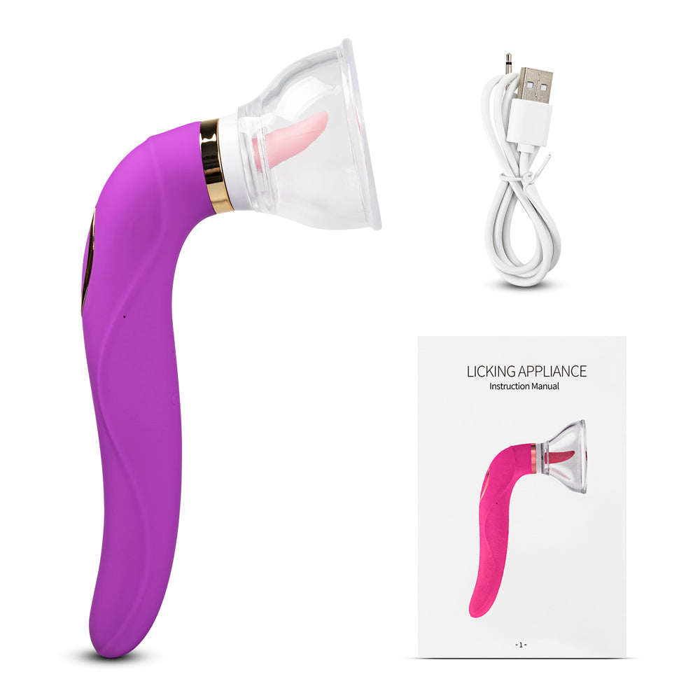 Clitoral Sucking & Licking Tongue Vibrator with 2 Cups (Long Size Version), 8 Function