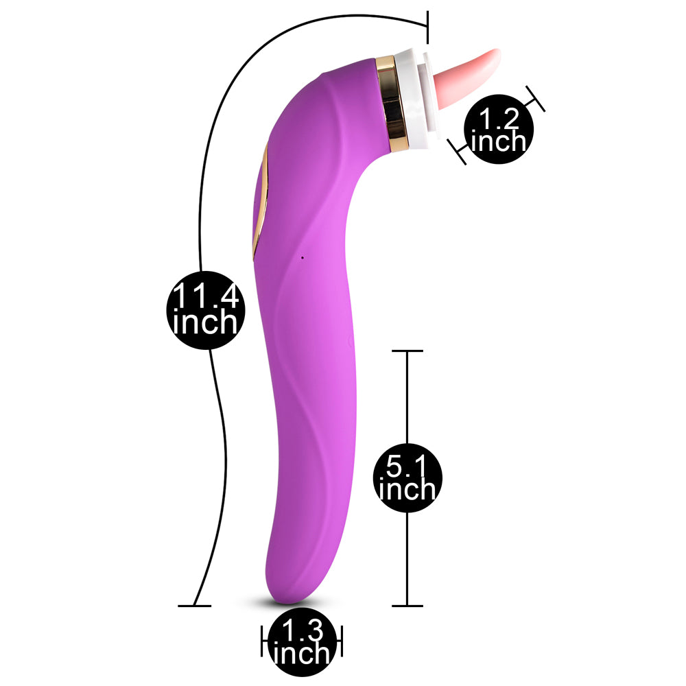 Clitoral Sucking & Licking Tongue Vibrator with 2 Cups (Long Size Version), 8 Function