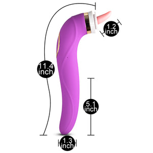 Clitoral Sucking & Licking Tongue Vibrator with 2 Cups (Long Size Version), 8 Function