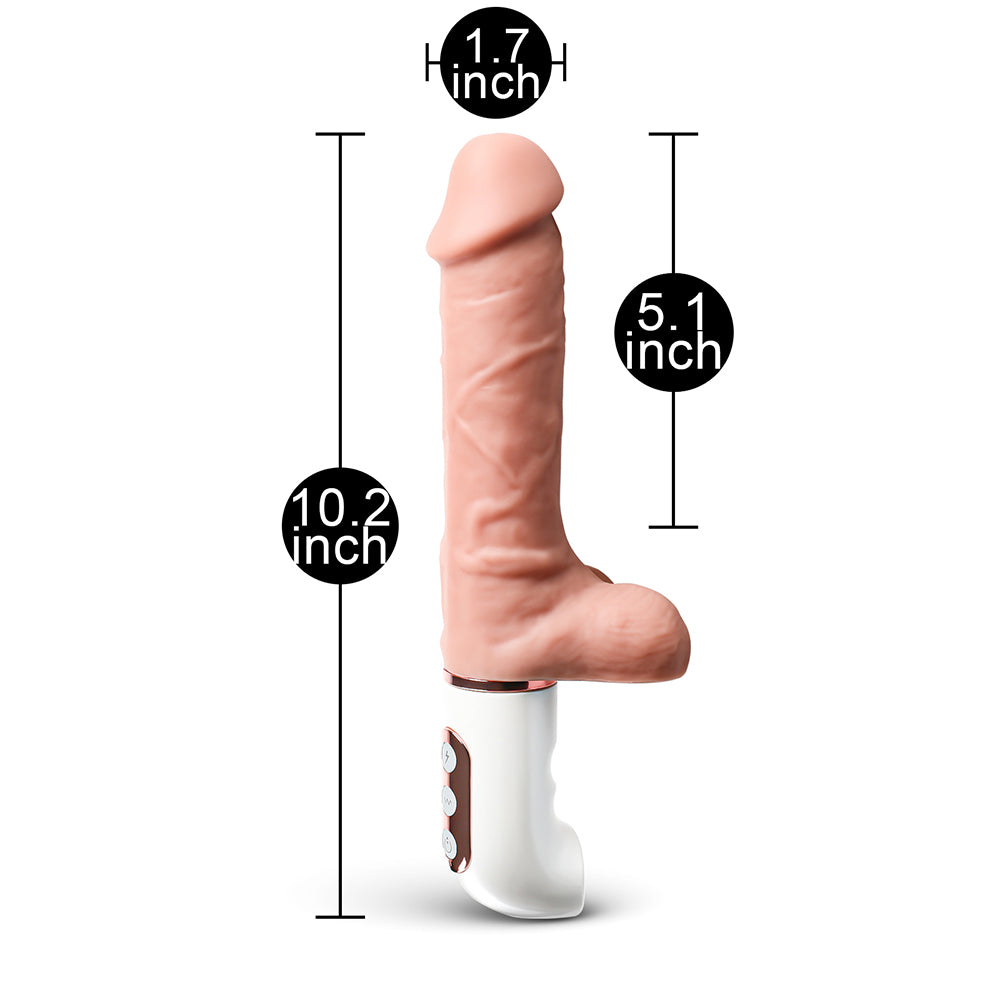 10.25" Rechargeable Vibrating & Thrusting Dildo, 8 Function