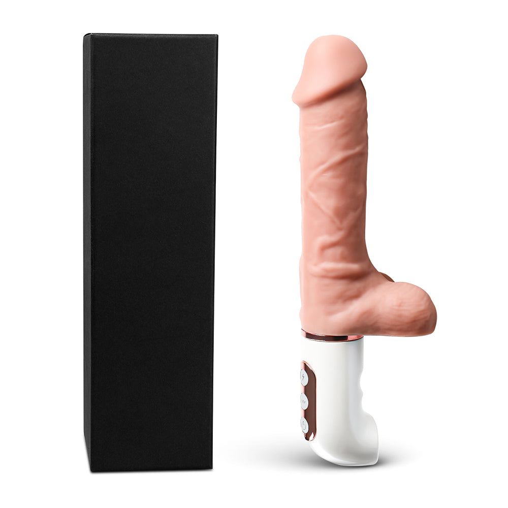 10.25" Rechargeable Vibrating & Thrusting Dildo, 8 Function