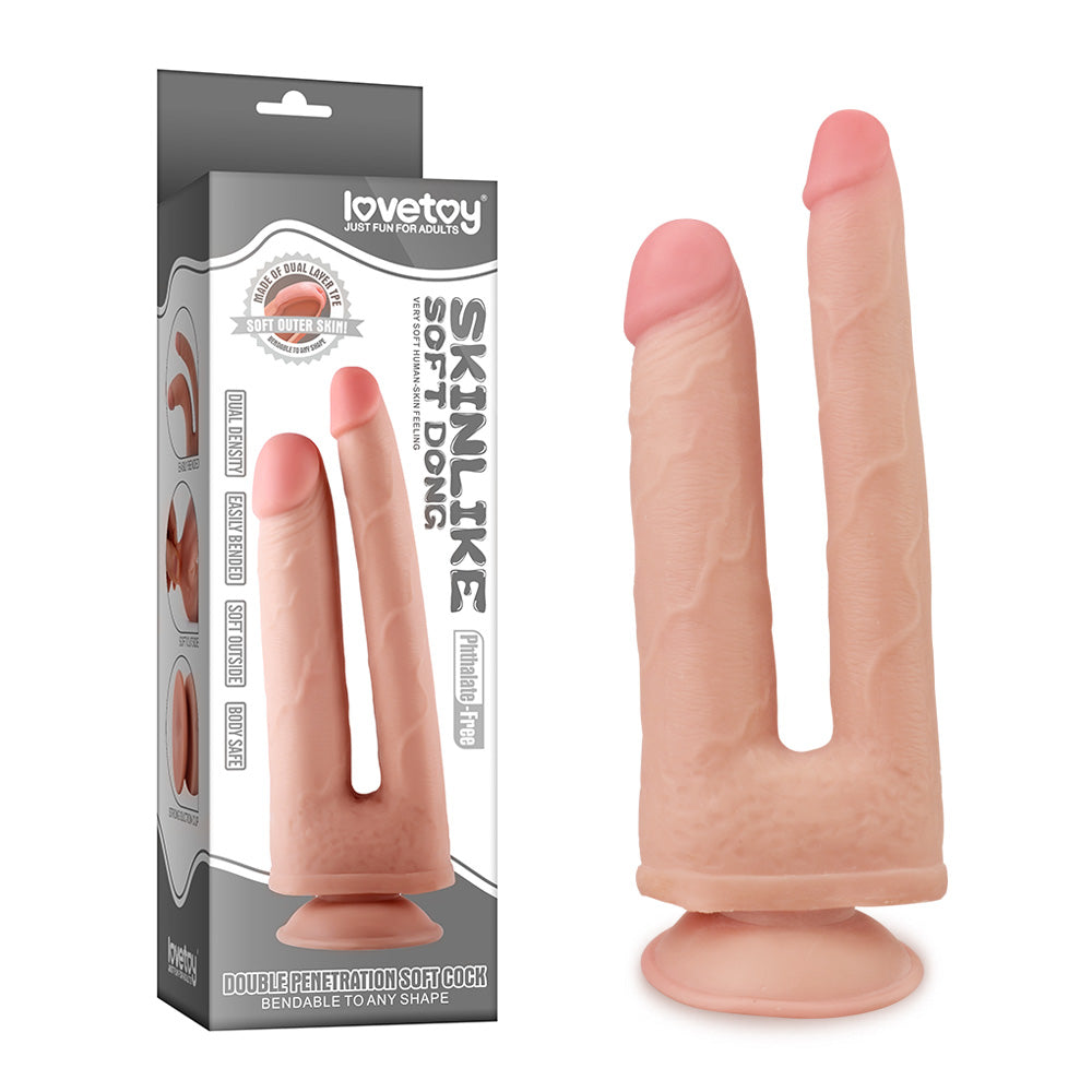 Lovetoy Skinlike Double Penetration Soft Cock, 7.8 inch