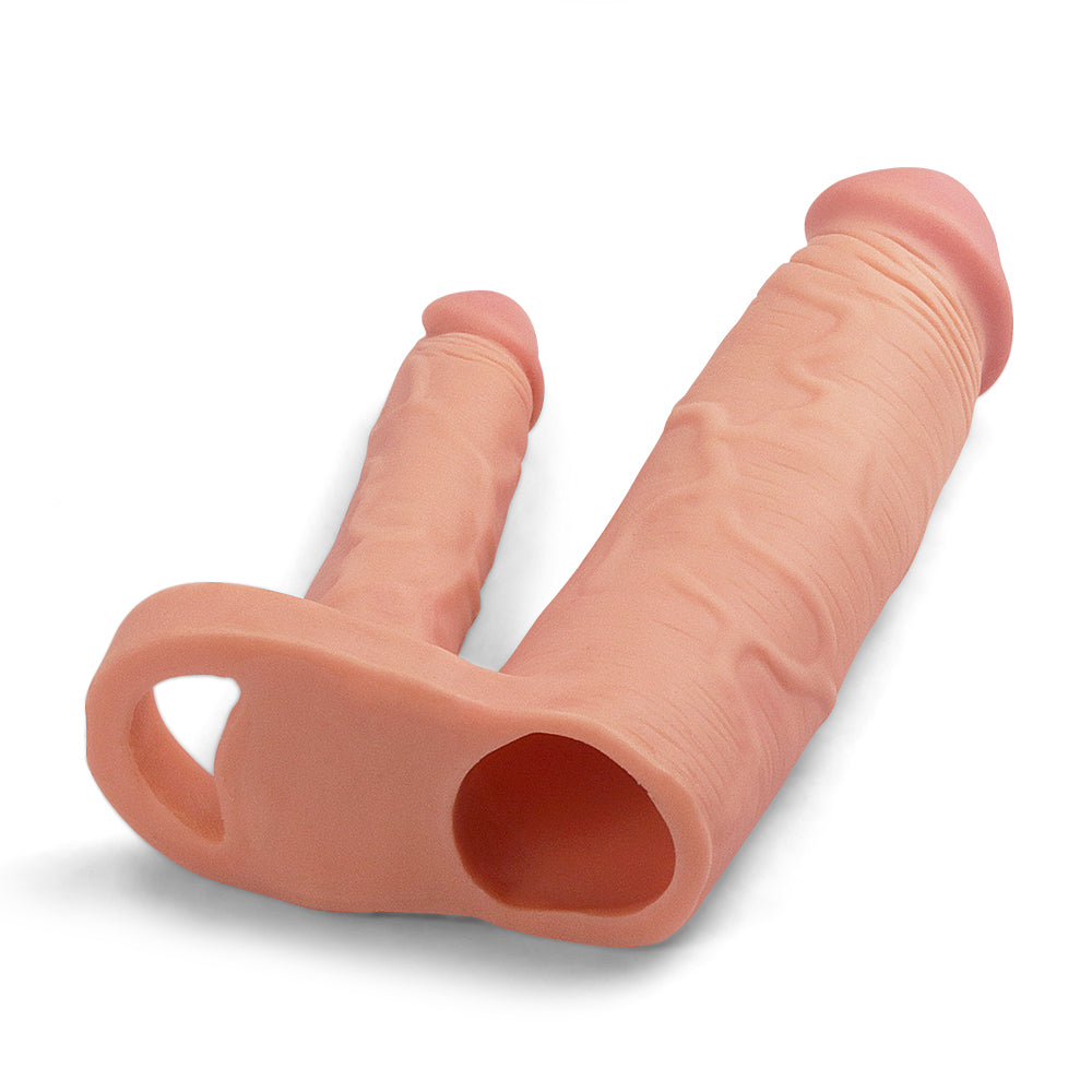 Lovetoy Add 2" Pleasure X Tender Double Penis Sleeve Flesh