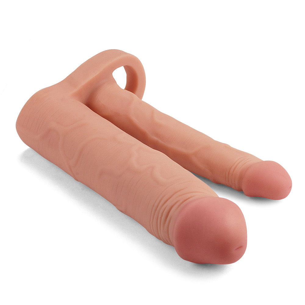 Lovetoy Add 2" Pleasure X Tender Double Penis Sleeve Flesh