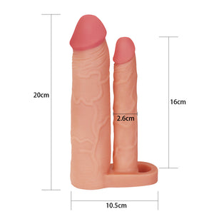Lovetoy Add 2" Pleasure X Tender Double Penis Sleeve Flesh