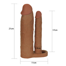 Load image into Gallery viewer, Lovetoy Add 3&quot; Pleasure X Tender Double Penis Sleeve Brown