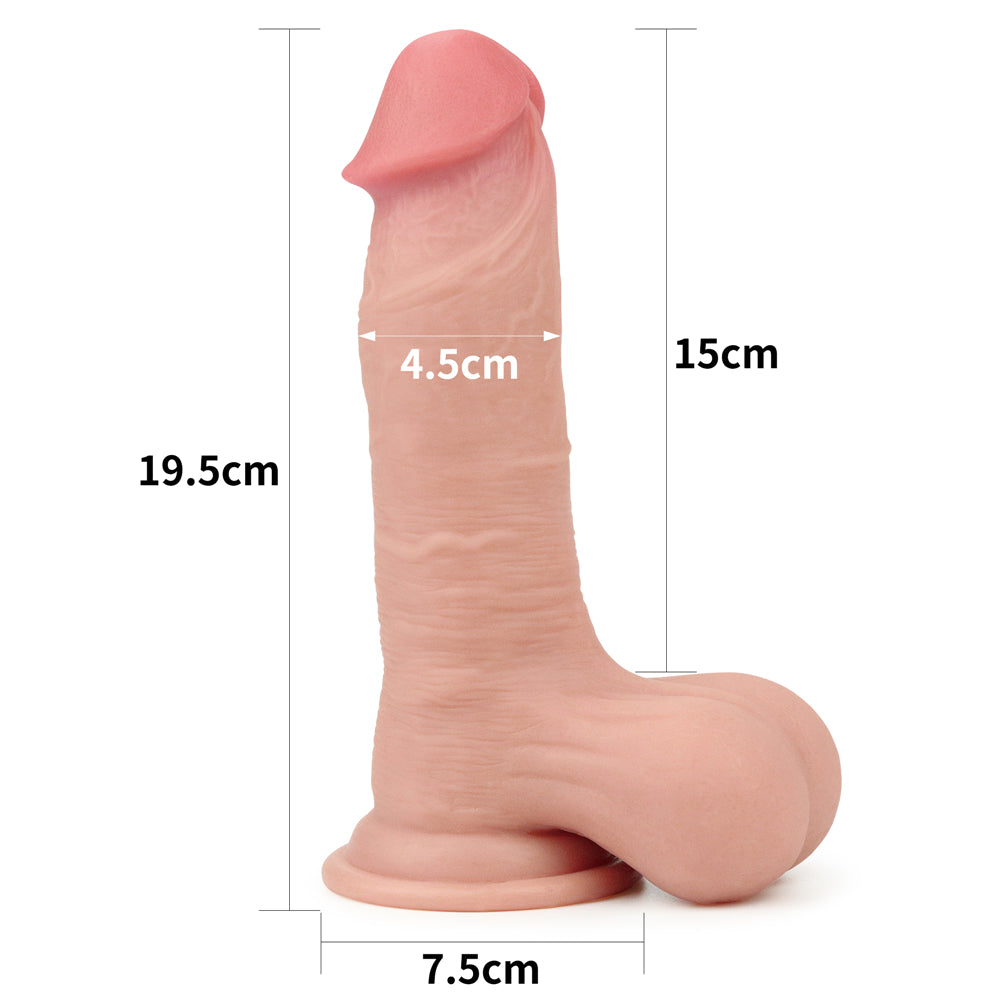 Lovetoy 7.8'' Sliding Skin Dual Layer Dong - Whole Testicle